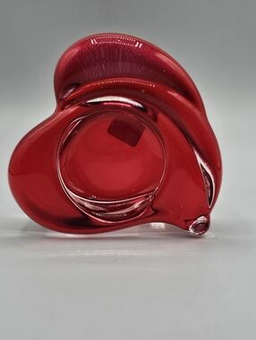 Partylite Heart Tea Lite Clear Over Red Glass Candle Holder